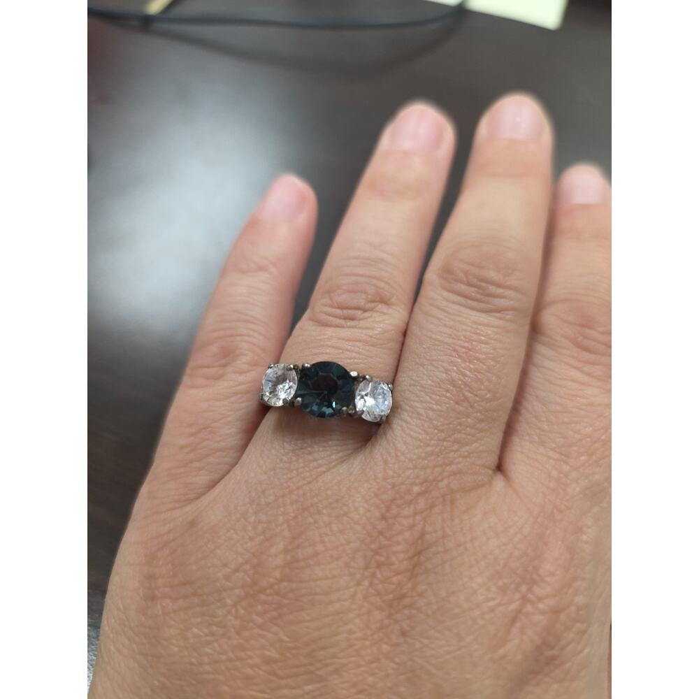 Women's Solitaire White Diamond Topas Promise Ring 925 Silver Size 7 4.89 G - Picture 2 of 16